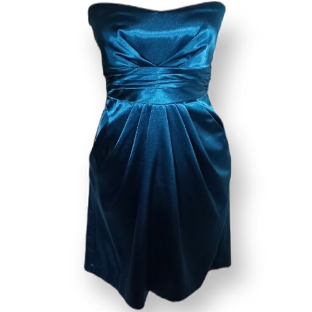 TWEEZE ME TEAL STRAPLESS DRESS SZ.7 EUC